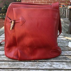 Vintage Longchamp Red Leather Shoulder  Bag